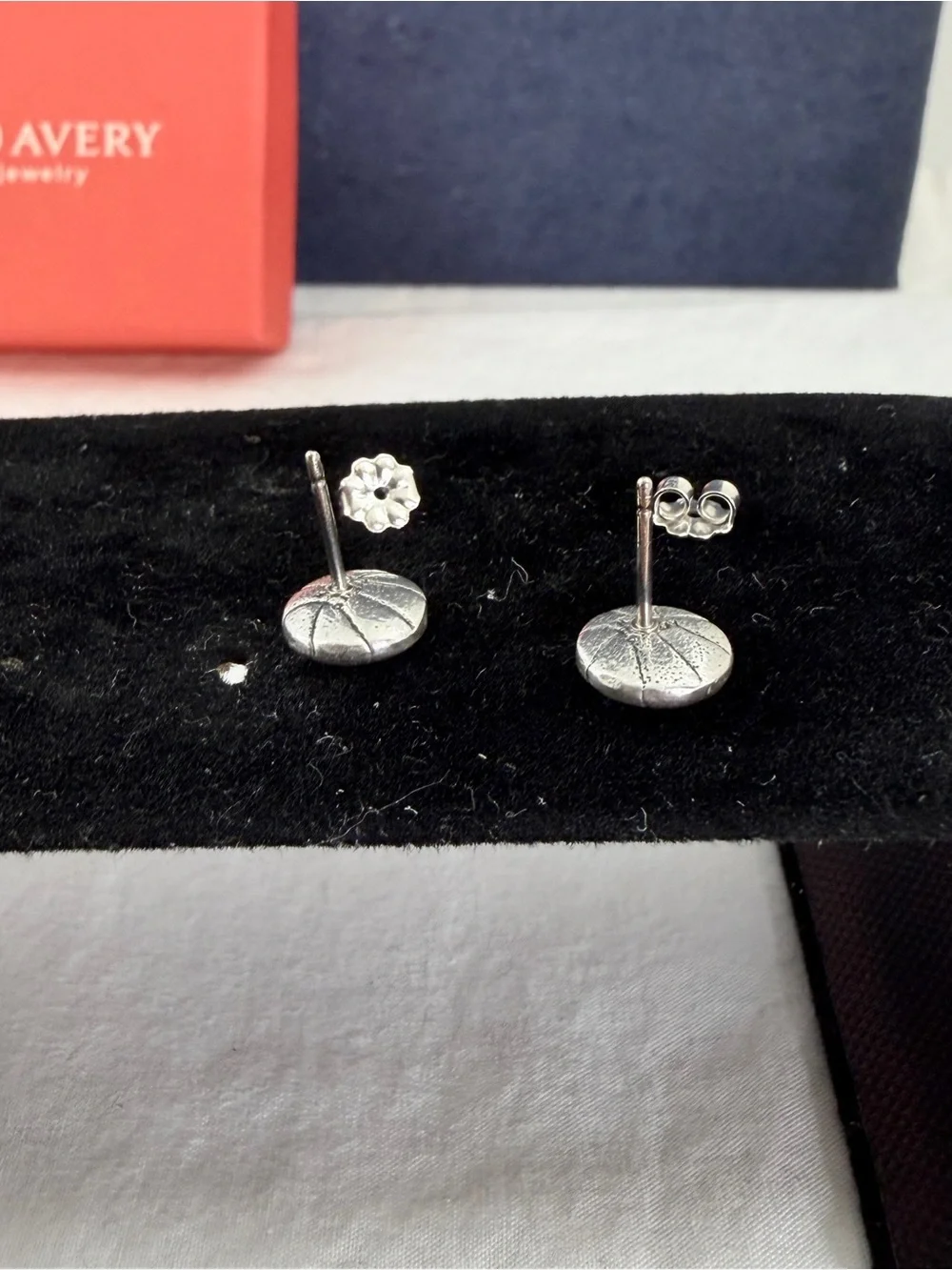JAMES AVERY Sterling Silver Etched Basketball Stud Post Earrings; RETIRED